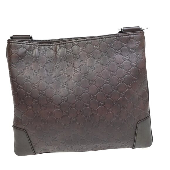 GUCCI Logo Guccissima GG Pattern Shoulder Bag Leather Brown Italy 82FB922 - Picture 3 of 16